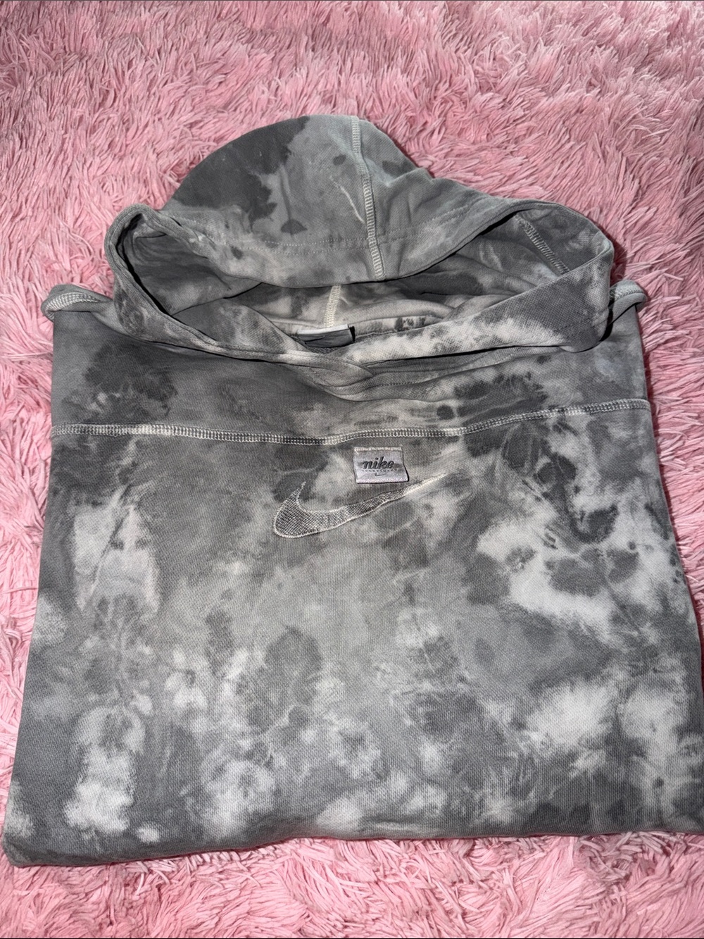 Nike Gray Tie-Dye Hoodie with Swoosh